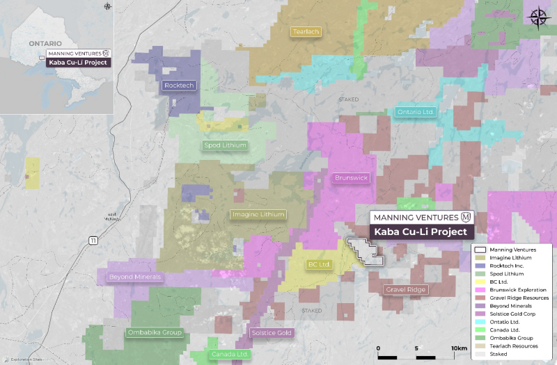 Figure 1: Kaba Cu-Li Project location, NW Ontario, Canada