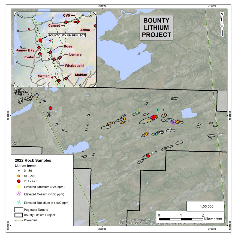 Figure 3: 2022 Bounty Lithium Sample Results