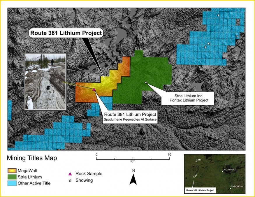 Route 381 Lithium Property (CNW Group/Walcott Resources Ltd.)