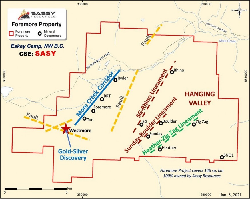 Foremore Property Map (CNW Group/Sassy Resources Corp.)