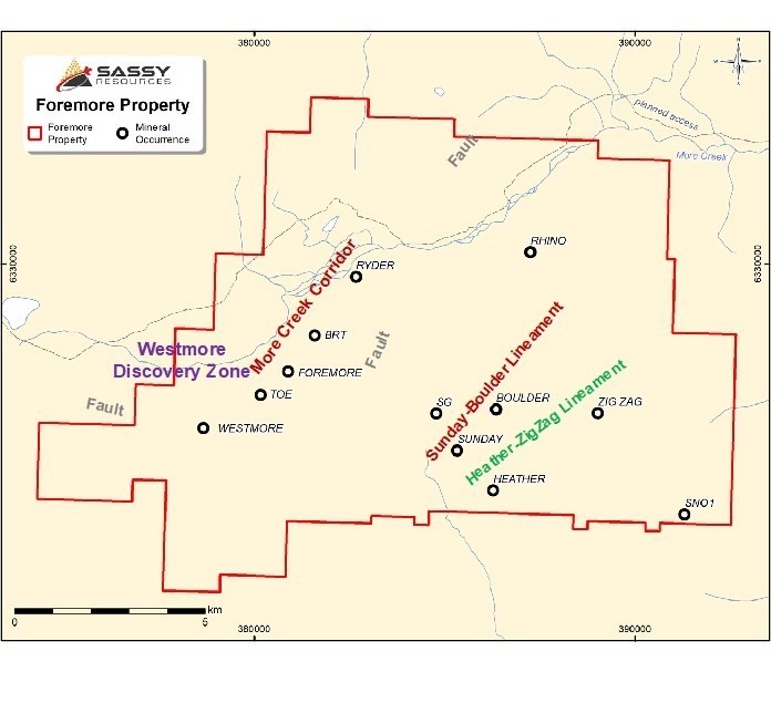 Figure 1: Foremore Property Map (CNW Group/Sassy Resources Corp.)