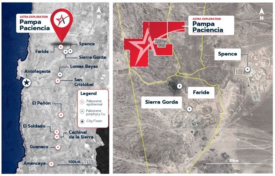 Figure 1: Location of Astra’s flagship Pampa Paciencia Project. Note: Astra owns 100% of the western claim group shown in dashed outline. (CNW Group/Astra Exploration Limited)