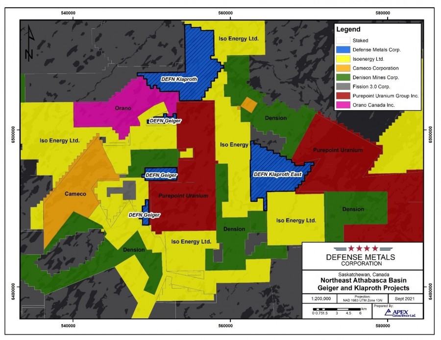 Figure 1. Defense Metals Athabasca Basin Uranium Projects (CNW Group/Defense Metals Corp.)
