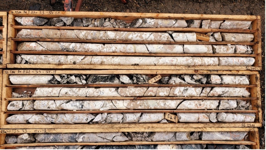 REE Mineralized Carbonatite from WI21-33 (47-55 metres downhole) (CNW Group/Defense Metals Corp.)