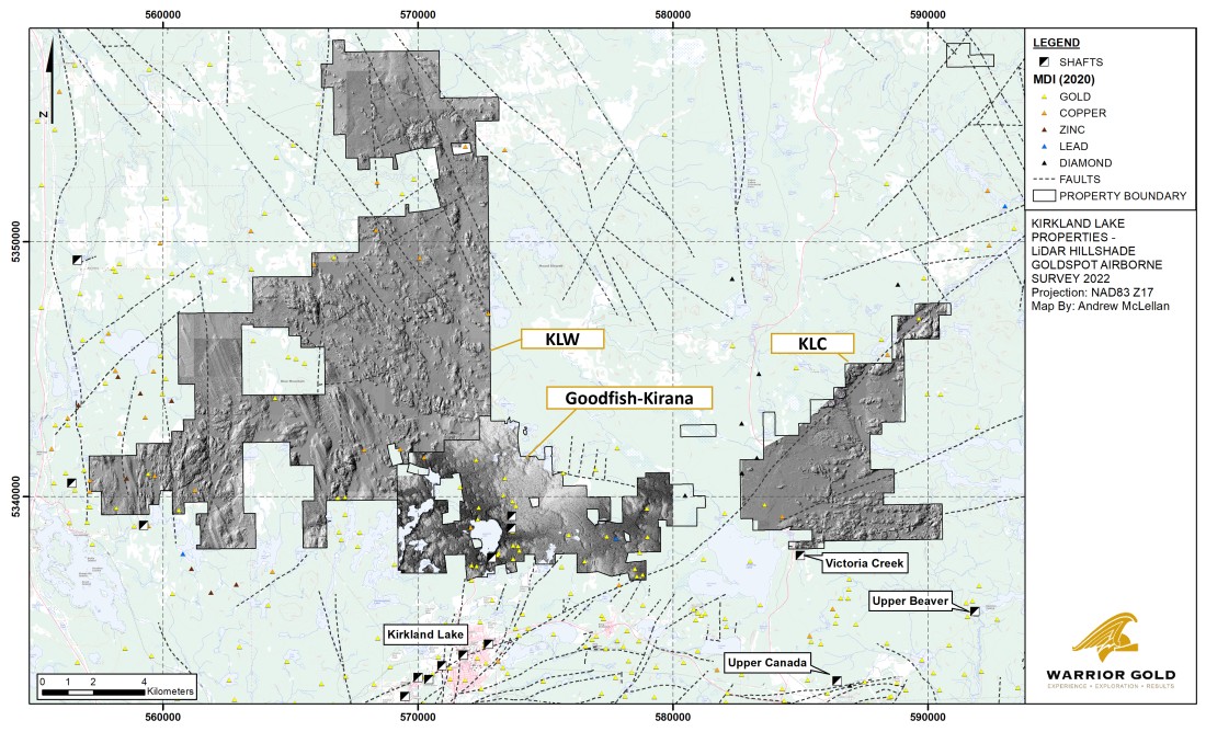 Map 1: New Regional LiDAR Map of KLW and KLC with Goodfish-Kirana (Graphic: Business Wire)