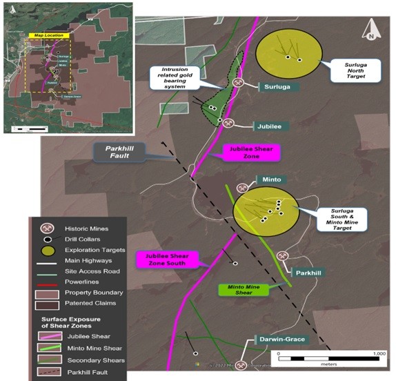 Figure 1- Plan Map of the drill hole locations from Red Pine Surface Drilling