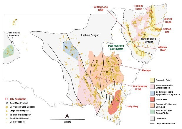 Figure 1: Sentinel's 8 Gold Project Projects located in New South Wales, Australia (CNW Group/Sentinel Resources Corp.)