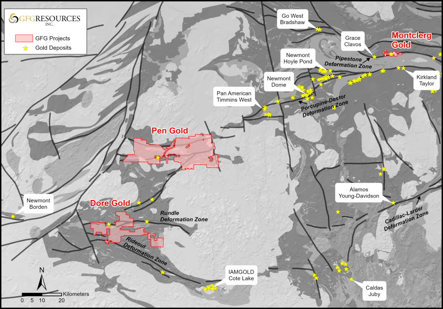 Figure 1: Regional Map of GFG Gold Projects