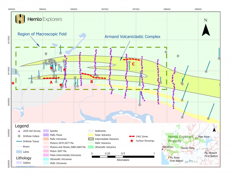 Map of Armand Lake Volcanic Complex