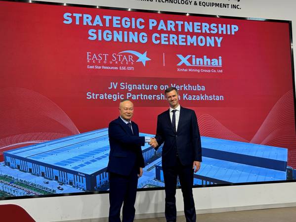 Figure 1: East Star CEO Alex Walker and Xinhai Chairman Elon Zhang at the JVA signing ceremony in Yantai, China on 17 March 2026