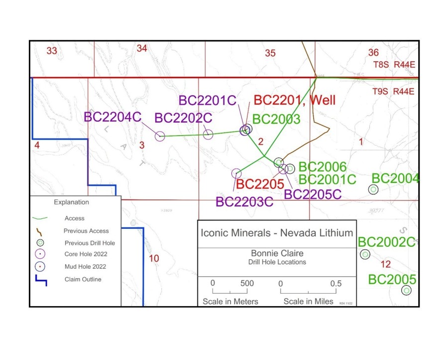 Figure 1: Drill hole locations at Bonnie Claire (CNW Group/Nevada Lithium Resources Inc)