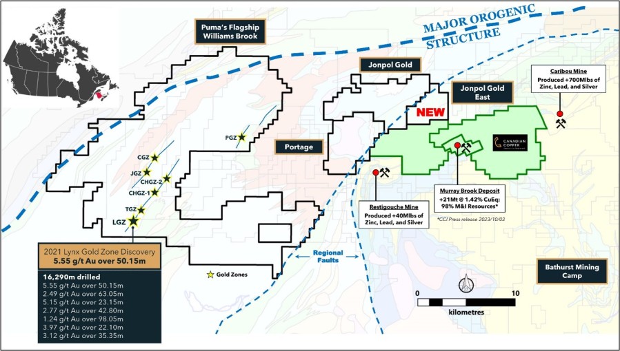 Figure 1. Williams Brook Project properties and other Puma holdings