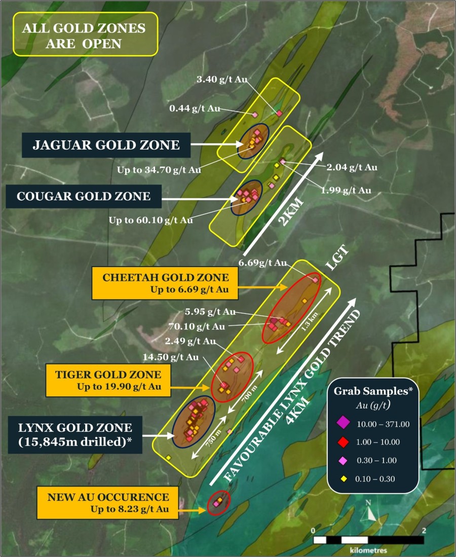 Figure 1. Main gold zones at the Williams Brook Gold Project