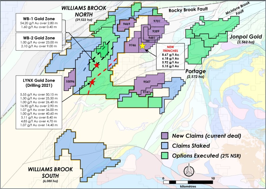 Figure 1: Williams Brook Gold Property claims map