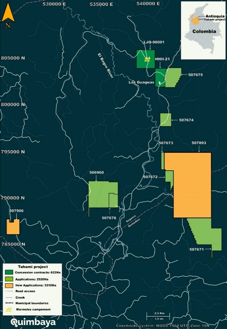 New Applications (CNW Group/Quimbaya Gold Inc.)