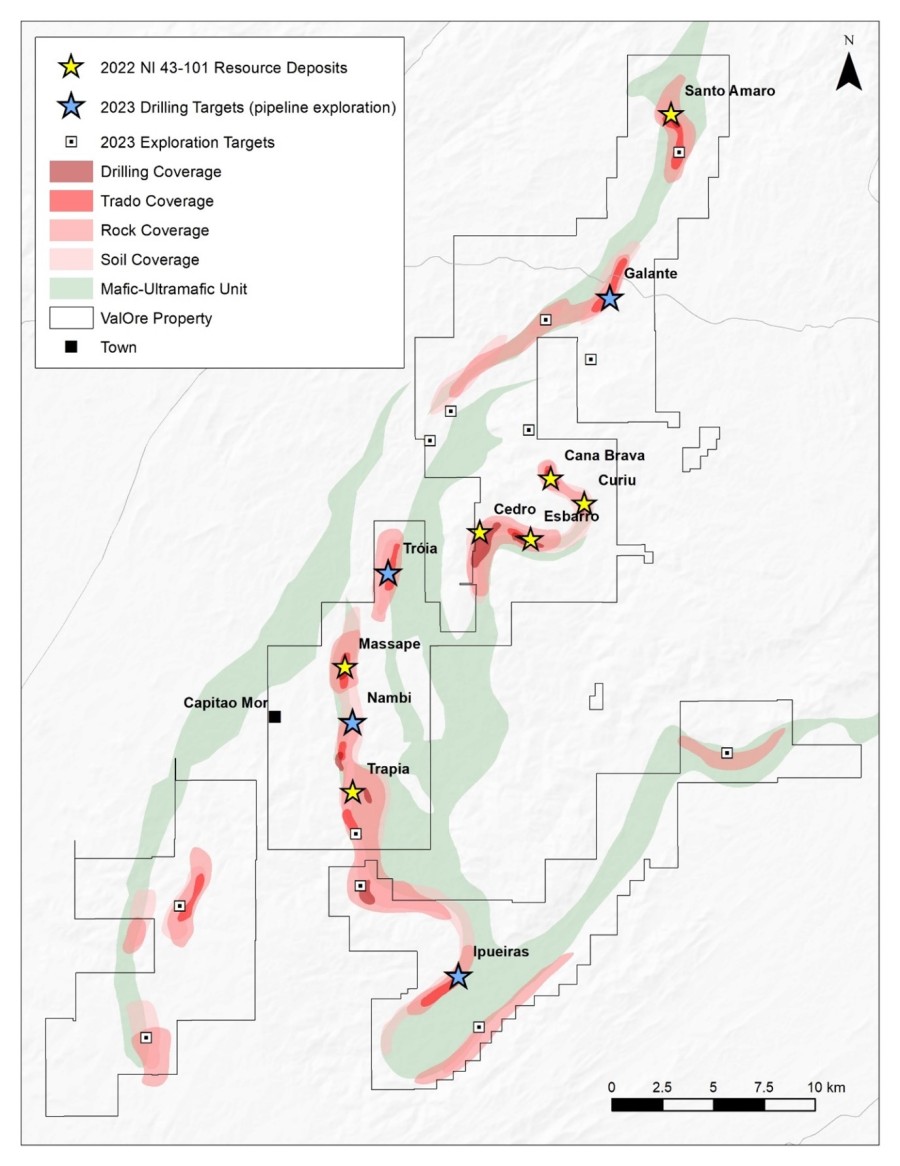 Figure 1: Pedra Branca project property map, highlighting location of the 2023 drill targets and current resource zones.