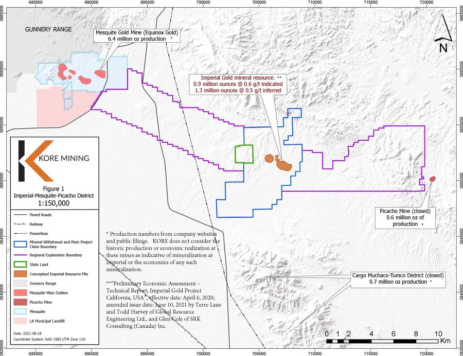 FIGURE 1: IMPERIAL GOLD PROJECT MAP (CNW Group/Kore Mining)
