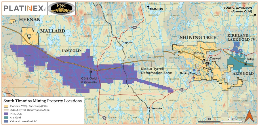 South Timmins Mining Property Locations