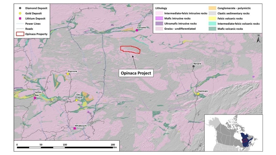 Figure 1. Location Map of the Opinaca Project (CNW Group/Targa Exploration Corp.)