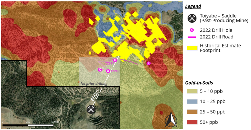 Figure 3: Drill Testing the SSD Zone at the Toiyabe-Saddle Down-dip Target Area