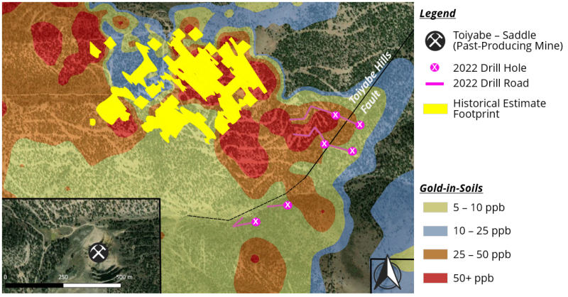 Figure 4: Drill Testing the TH Fault at the Toiyabe Hills North & South Target Areas