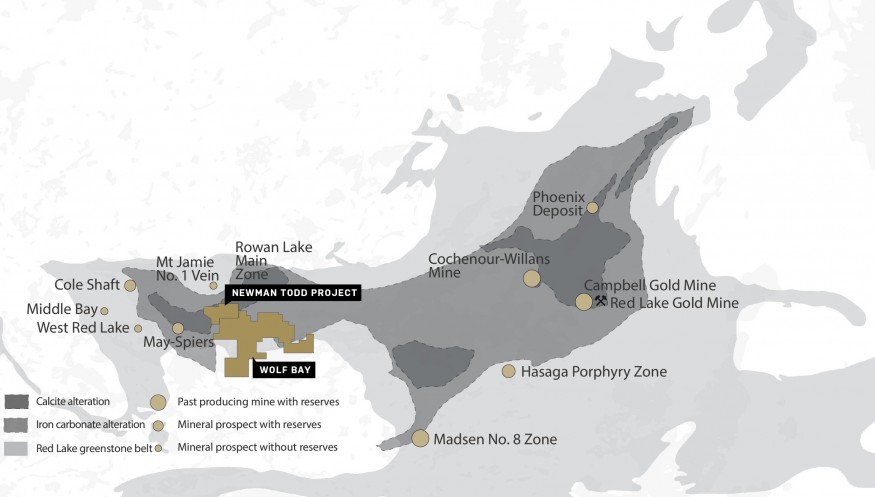 Figure 1 Location of the Newman Todd Project Property, owned 100%, and Wolf Bay, owned 50%, by Trillium Gold Mines (CNW Group/Trillium Gold Mines Inc.)