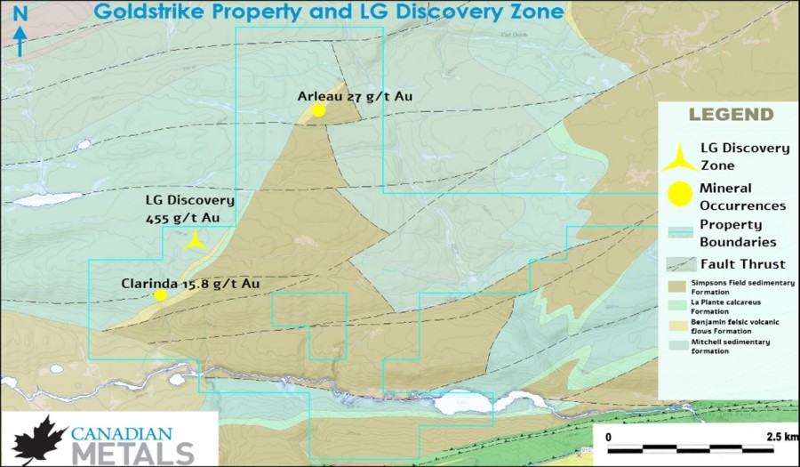Figure 1. Goldstrike Property and LG Discovery Zone (CNW Group/Canadian Metals Inc.)