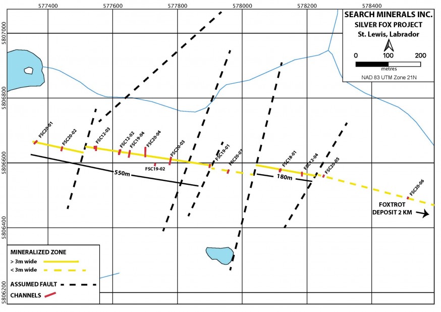 Figure 1 - SILVER FOX – CHANNELS ASSAYED