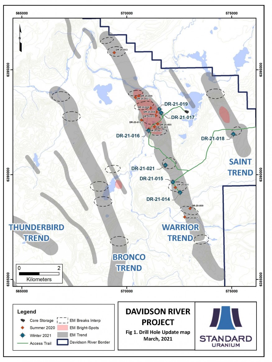 Figure 1 Davidson River Project Drill Hole Update Map March 2021