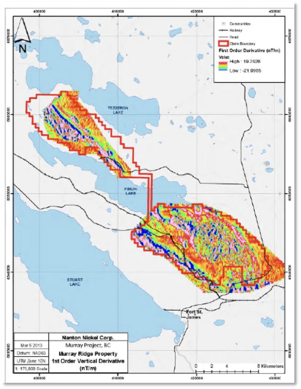 Figure 1: Map Location of Murray Ridge and Pinchi Lake nickel projects.