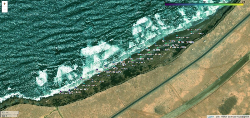 Figure 2: TitanBeach One map with TiO2 assays.