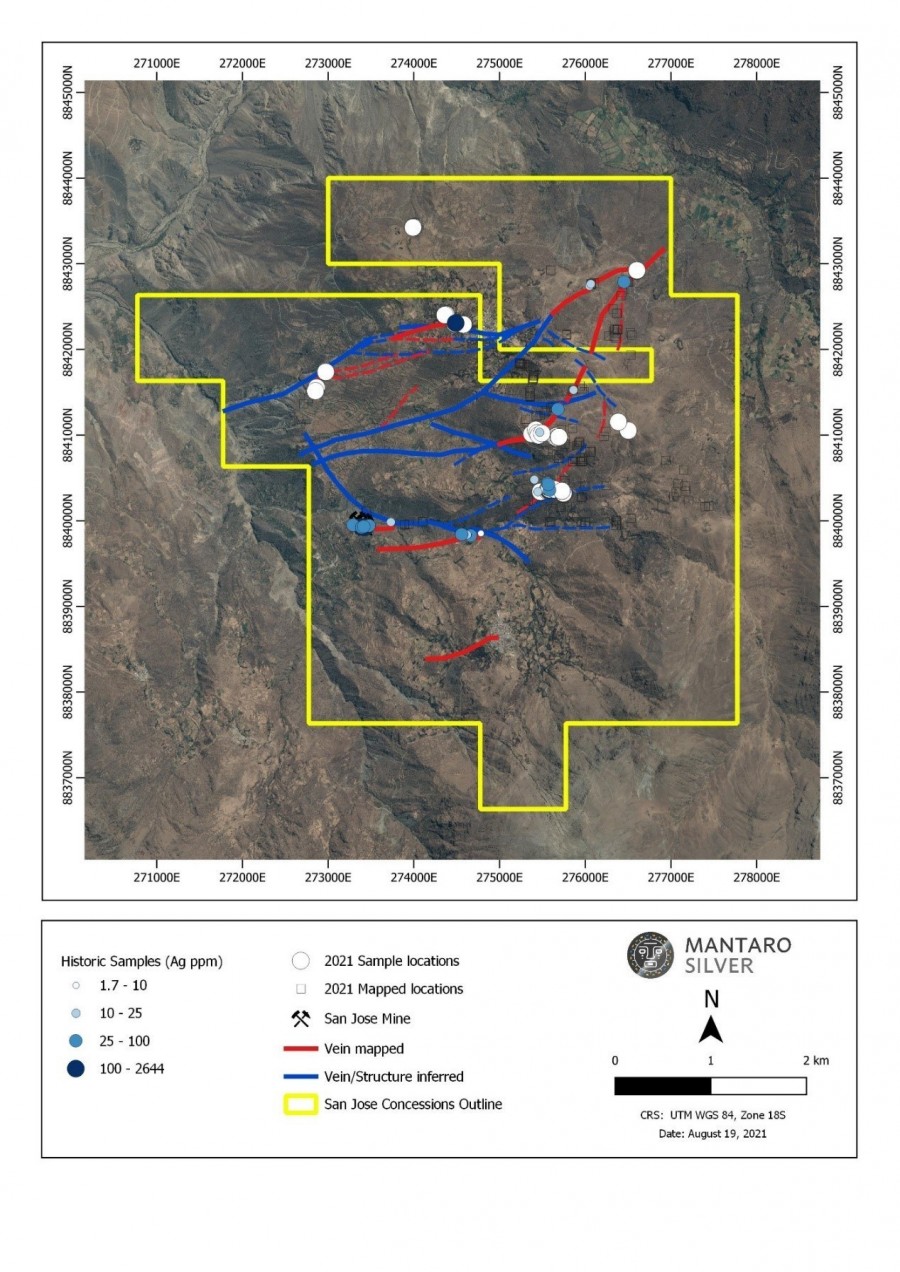 Figure 1. Vein Structure at San Jose Silver Property (CNW Group/Mantaro Silver Corp.)