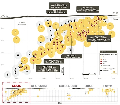 Figure 4. Keats Long Section (CNW Group/New Found Gold Corp.)