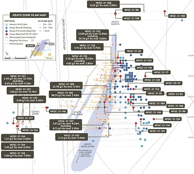 Figure 3. KeatsAreaPlan View (CNW Group/New Found Gold Corp.)