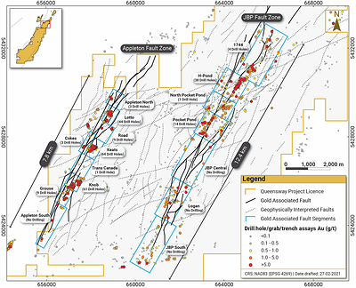 Figure 3. Queensway North Targeting Map (CNW Group/New Found Gold Corp.)