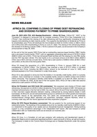 Africa Oil confirms closing of prime debt refinancing and dividend payment to prime shareholders (CNW Group/Africa Oil Corp.)