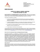 AFRICA OIL ANNUAL GENERAL MEETING TO BE HELD ON MAY 25, 2023 (CNW Group/Africa Oil Corp.)