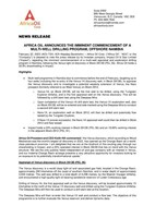 AFRICA OIL ANNOUNCES THE IMMINENT COMMENCEMENT OF A MULTI-WELL DRILLING PROGRAM, OFFSHORE NAMIBIA (CNW Group/Africa Oil Corp.)