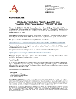 AFRICA OIL TO RELEASE FOURTH QUARTER 2022 FINANCIAL RESULTS ON MONDAY, FEBRUARY 27, 2023 (CNW Group/Africa Oil Corp.)