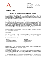 Africa Oil announces Appointment of COO (CNW Group/Africa Oil Corp.)