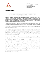 Africa Oil Announces Major Light Oil Discovery Offshore Nambia (CNW Group/Africa Oil Corp.)