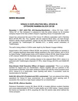 VENUS-1X EXPLORATION WELL SPUDS IN OFFSHORE NAMIBIA BLOCK 2913B (CNW Group/Africa Oil Corp.)