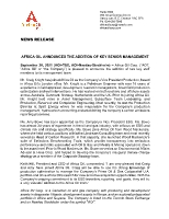 AFRICA OIL ANNOUNCES THE ADDITION OF KEY SENIOR MANAGEMENT (CNW Group/Africa Oil Corp.)