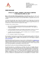 Africa Oil Annual General and Special Meeting to be Held on April 20, 2021 (CNW Group/Africa Oil Corp.)