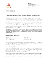 Africa Oil Receives Fifth Dividend From Its Nigerian Asset (CNW Group/Africa Oil Corp.)