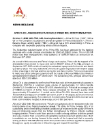 Africa Oil Announces Favorable Prime RBL Redetermination (CNW Group/Africa Oil Corp.)