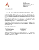 Africa Oil Receives Third Dividend from Its Nigerian Asset (CNW Group/Africa Oil Corp.)