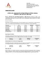 Africa Oil Announces Voting Results from Annual General and Special Meeting (CNW Group/Africa Oil Corp.)