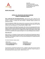 Africa Oil Receives Second Dividend from its Nigerian Asset (CNW Group/Africa Oil Corp.)