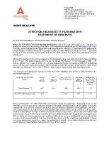 Africa Oil Releases its Year-End 2019 Statement of Reserves (CNW Group/Africa Oil Corp.)